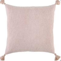 20"x20" Oversize Striped Square Throw Pillow Cover with Tassels Blush - Rizzy Home