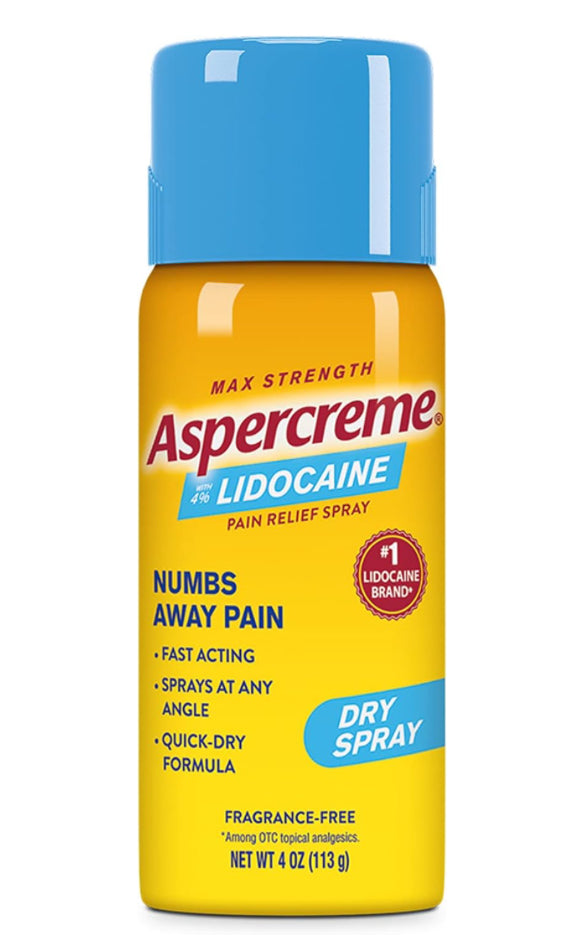 ASPERCREME® LIDOCAINE PAIN RELIEF DRY SPRAY
(113 g) DLC: Oct/25