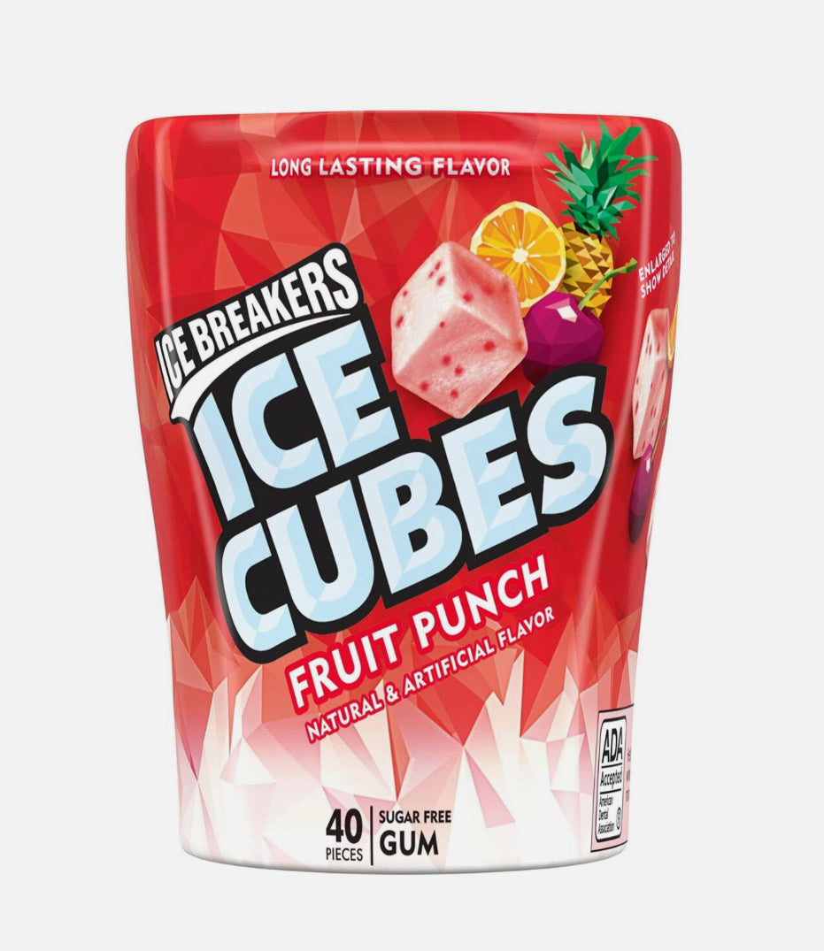 6 Canisters (40 Ct Each) Ice Breakers Ice Cubes Fruit Punch Sugar Gum(40 pièces)DLC: 09 Dec25