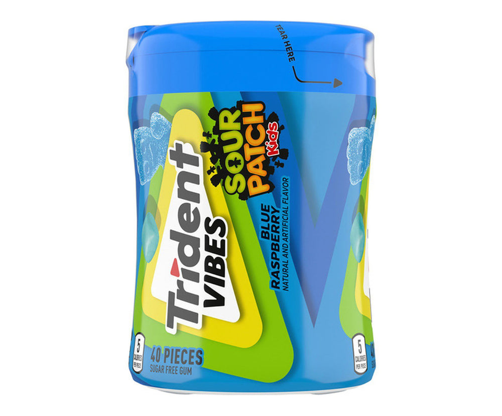 Trident vibes sour patch Sugar Free Gum, Blue Raspberry (40 pièces)DLC: 20 Mai25