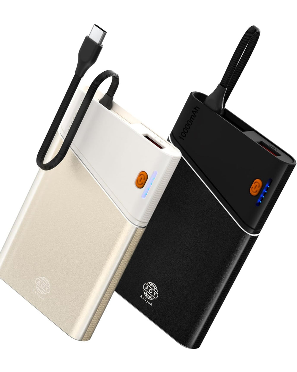 Portable Charger Power Bank, 10000mAh 22.5W PD Super Fast Charging Powerbank with Built-in USB C in&Out Cable, Slim Battery Pack for iPhone 16/15 Samsung S24 Android