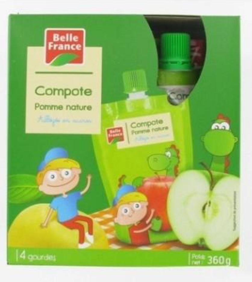 Compote De Pomme Nature 360g (4x90g) - BELLE FRANCE DLC: 01 Oct25