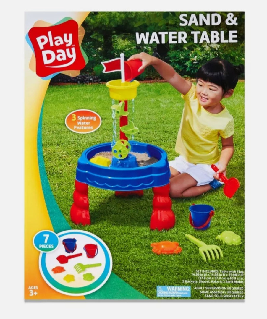 Table de sable et d'eau de jour de jeu - jouet créatif pour enfants de 3 ans +