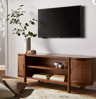 
              Portola Hills Caned Door TV Stand for TVs up to 60" Walnut - Threshold designed with Studio McGee: Hardwood Frame, Open Shelves (152.4cm W x 45.7 cm D x 55.9 H)
            