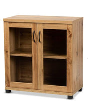 
              Zentra Wood 2 Door Storage Cabinet with Glass Doors Oak Brown/Black - Baxton Studio ( L 80cm, La 40cm, H 85cm)
            