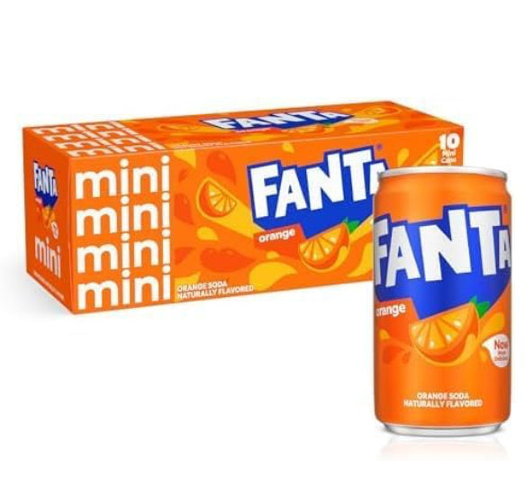 Fanta Refresco con sabor a fruta de soda de naranja, 7.5 onzas líquidas, paquete de 10 DLC: Mars25