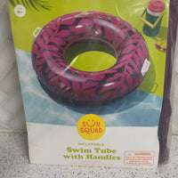 Sun Squad Inflatable Swim Tube With Handles Leaves