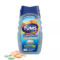 TUMS Extra Strength Smoothies Assorted Fruit Antacid Chewable Tablets - 60ct DLC: JANV2025