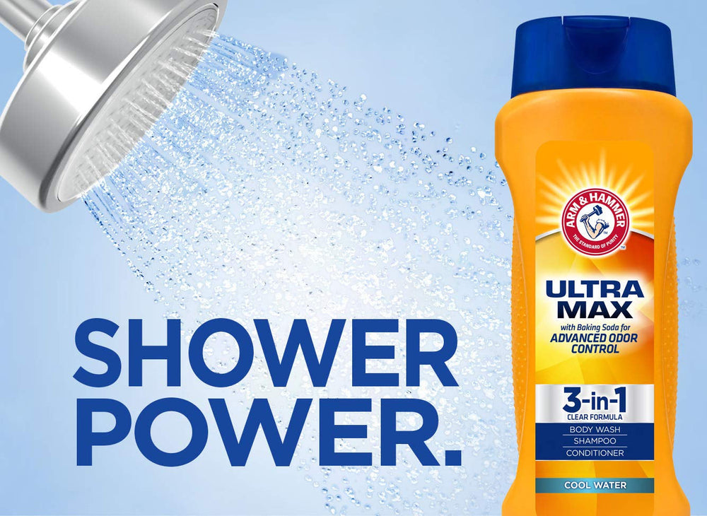 3 Arm & Hammer Ultra Max 3-in-1 Shampoo Conditioner Body Wash Cool Water 350ml