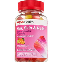 CVS Health Hair, Skin & Nails 2,500mcg Biotin Gummies 80 Assorted Gummies DLC: AOÛT24