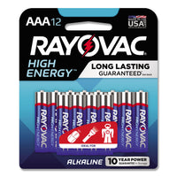 Piles alcalines AAA haute énergie RAYOVAC (paquet de 12)