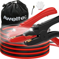 AWELTEC Câbles de démarrage avec lumière LED - Calibre 6 - 4,6 m - Câbles de démarrage robustes pour batterie (6 AWG x 4,6 m)