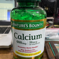 Nature s Bounty Calcium 600 + Vitamin D3 Tablets 600gm 250ct DLC: 06/2027