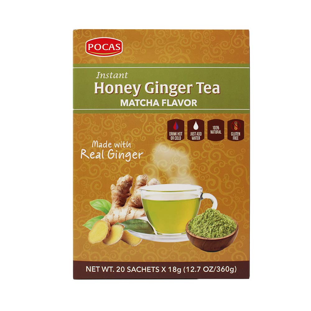 Promo * Poca's Honey Ginger Tea - Matcha Flavour 20 x 18g Sachets DLC: 23 FEV2025