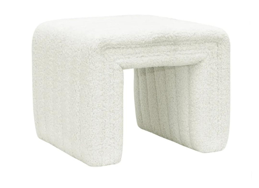 Stavros | Curved Stool – Off White Shearling