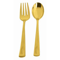 Gold Serving Fork and Spoon 4 Count (25x5.1 cm)