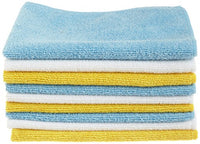 
              1pk Amazon Basics Microfiber Cleaning Cloth, Non-Abrasive, Reusable and Washable, Blue/White/Yellow, 16" x 12"
            