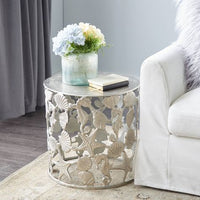 Coastal Aluminum Accent Table Silver - Olivia & May: Seahorse Base, Indoor Use, No Assembly Required