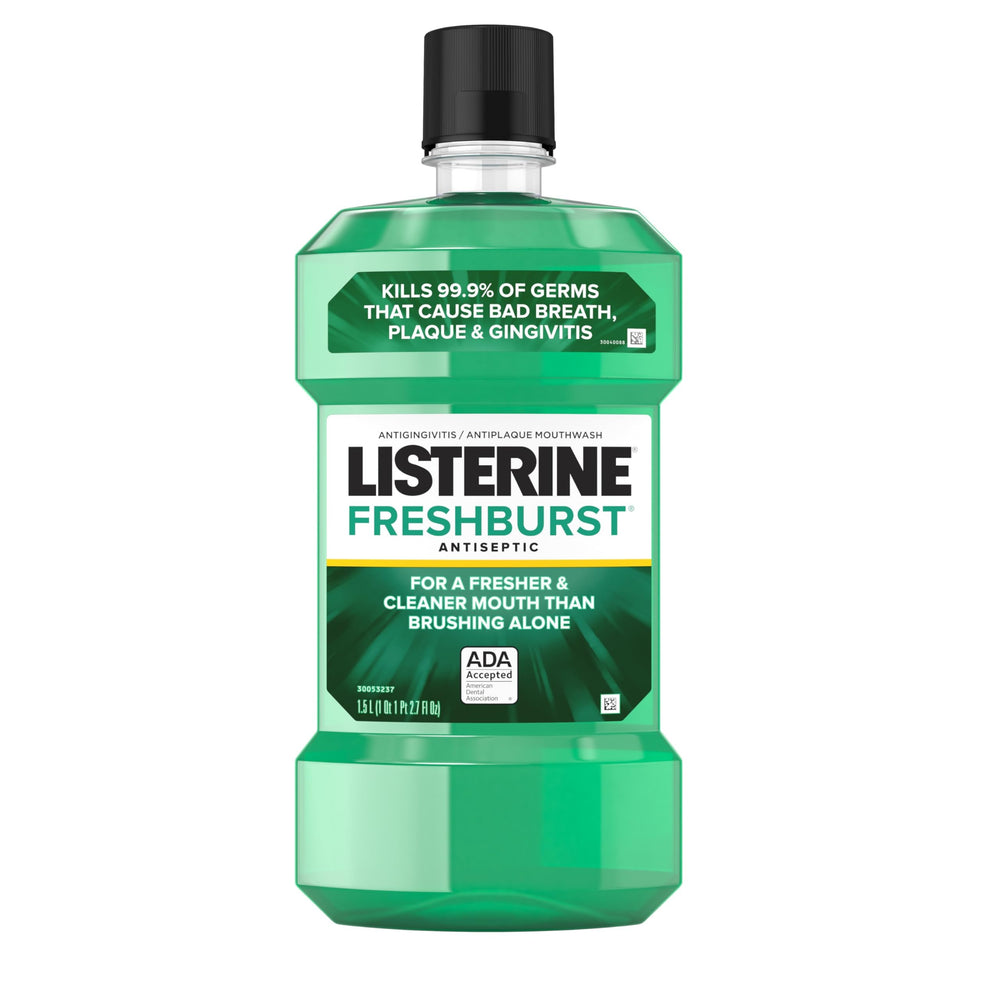 Listerine Freshburst Antiseptic Mouthwash for Bad Breath, Kills 99% of Germs That Cause Bad Breath & Fight Plaque & Gingivitis, ADA Accepted Mouthwash, Spearmint, 1.5 L DLC: MAR2025