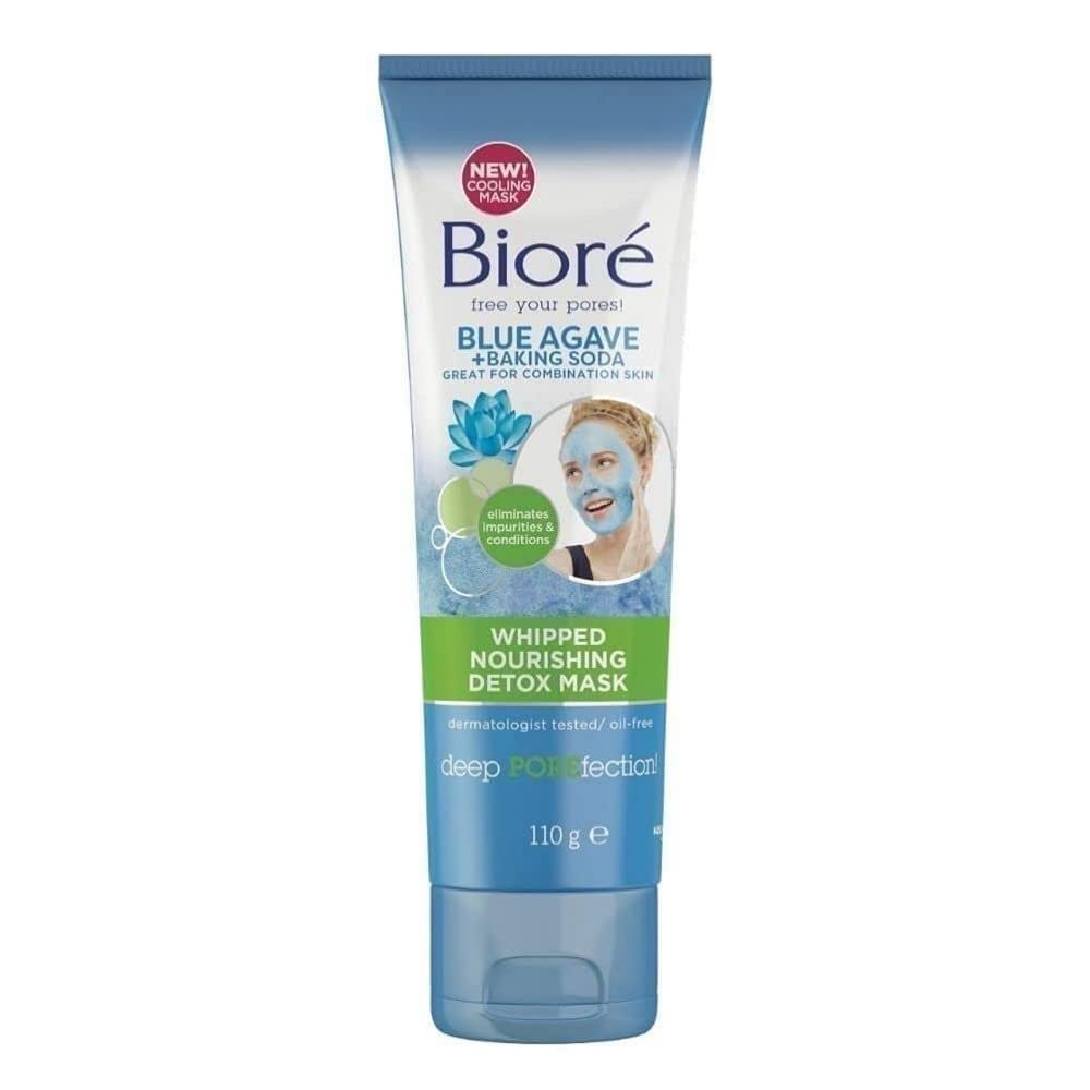 Biore Blue Agave & Bicarbonate de soude fouettée nourrissante Masque visage pour peaux mixtes 110 g