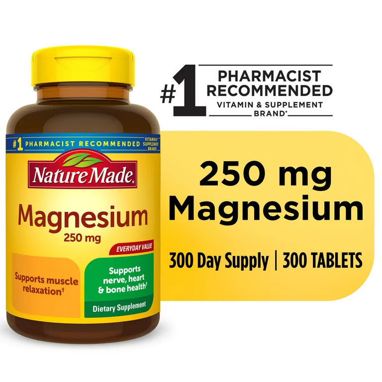 Nature Made Magnesium Oxide 250 mg Tablets, Dietary Supplement, 300 Count DLC: 06/2027