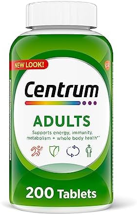 Centrum Adult Multivitamin/Multimineral Supplement with Antioxidants, Zinc, Vitamin D3 and B Vitamins, Gluten Free, Non-GMO Ingredients - 200 Count DLC: Dec25