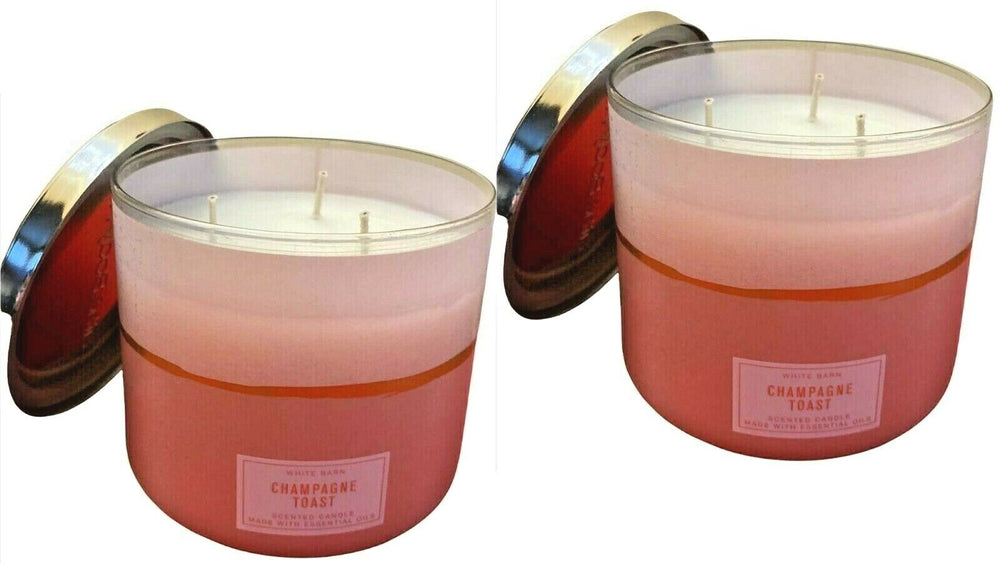 BATH & BODY WORKS WHITE BARN 3-WICK SCENTED CANDLE CHAMPAGNE TOAST 14.5 OZ NEW