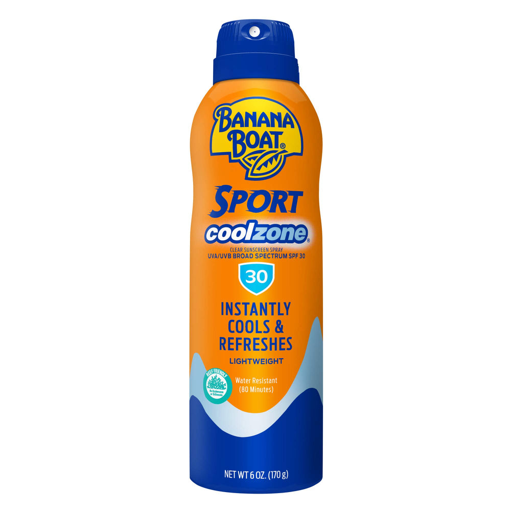 Banana Boat Sport Cool Zone SPF 30 Sunscreen Spray, 6oz | Sport Sunscreen Spray SPF 30, Clear Sunscreen Spray, Banana Boat Sunscreen Spray SPF 30, Oxybenzone Free Sunscreen SPF 30, 6oz(170g) DLC: MAI2025