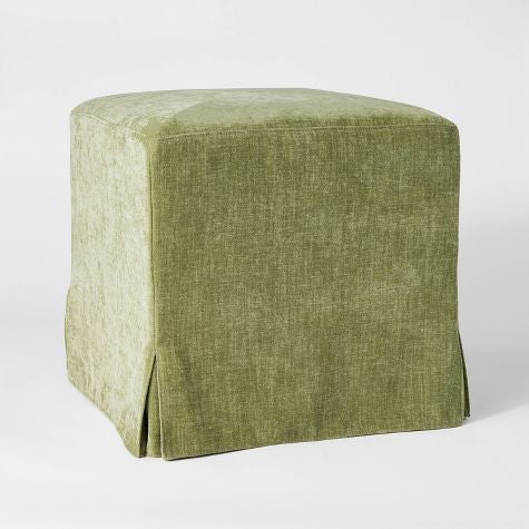 Lynwood Slipcover Cube Ottoman Green - Threshold designed with Studio McGee