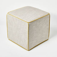 Lynwood Square Upholstered Cube Ottoman Mustard Contrast Piping - Threshold designed with Studio McGee