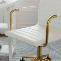 
              Upholstered Office Task Chair White/Polished Brass - Martha Stewart: Adjustable Height, Metal Frame, Fixed Arms, Casters
            