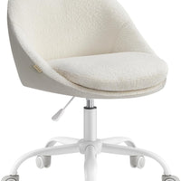 VASAGLE Office Chair, Adjustable Height Vanity Chair, Desk Chair,compact 360° swivel office chair White