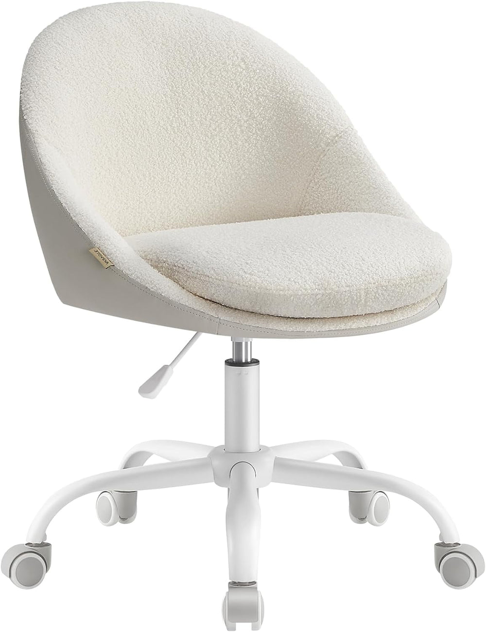 VASAGLE Office Chair, Adjustable Height Vanity Chair, Desk Chair,compact 360° swivel office chair White