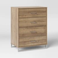 
              Mixed Material 4 Drawer Dresser Natural Wood - Room Essentials: MDF Frame, Spot Clean, ASTM Compliant
            