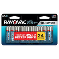 Piles alcalines Rayovac haute énergie AA 1,5 V, 24 unités