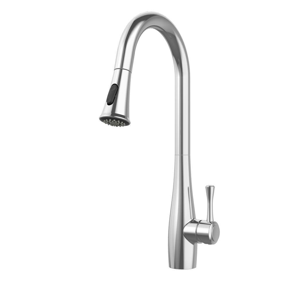 HBGEWO Kitchen Faucets with Pull Down Sprayer，Single Handle High Arc Kitchen Sink Pull Out Faucet with Deck Plate，Commercial Modern Stainless Steel rv Kitchen Faucet，Polished Chrome