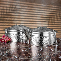 
              Almarjan Rodha Collection Stainless Steel Hot Pot Silver 1800mL & 1300mL 2pk
            