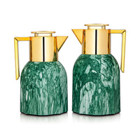 
              Almarjan 2 Pieces Vacuum Flask Set Green Marble & Gold - MAG-MET
            