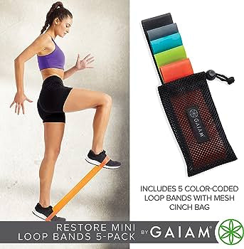 Gaiam, Mini Loop Bands Set, Restore Mini Loop Bands 5-Pack