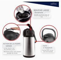 
              HTH Thermos Flask Push Jugs Double Wall Stainless Steel Vacuum Flask 4L
            