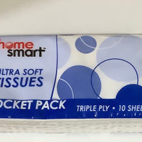 Home Smart Pocket Tissues 10 sheets. Triple PlyBlue MCI