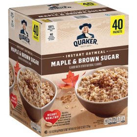 Quaker Instant Oatmeal, Maple Brown Sugar (60.6 oz., 40 pk.) DLC: 02JUIN24