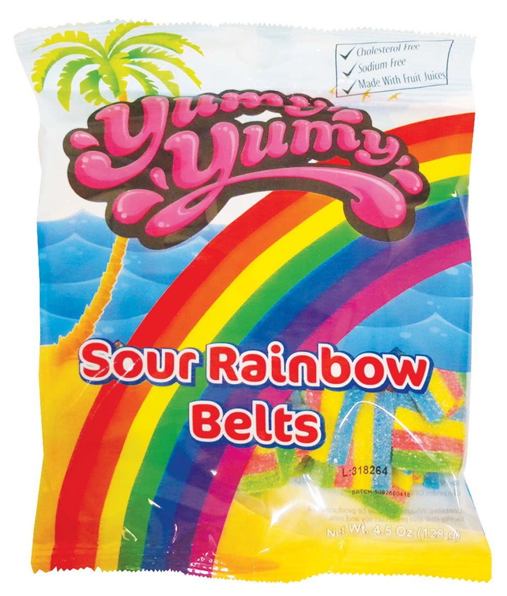 Yumy Yumy Gummies 4.5 Oz Sour Rainbow Belts 128g DLC: 02-AVR24