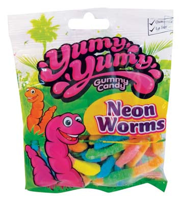 Yumy Yumy Gummies 4.5 Oz Neon Worms 128g DLC: 05-OCT24