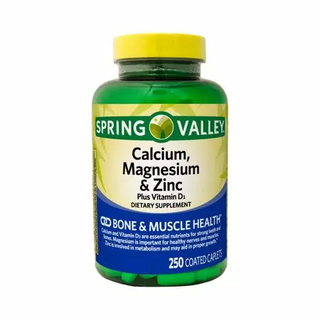 Spring Valley Calcium Magnesium & Zinc Plus Vitamin D3 250 Caplets DLC: Jan 2026