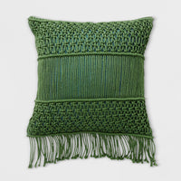 Macrame Two Tone Outdoor Pillow Green - Opalhouse™