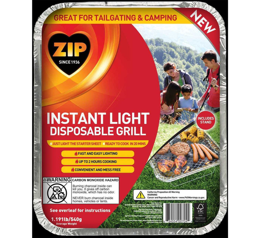 Zip Instant Light Disposable Grill Black 92284