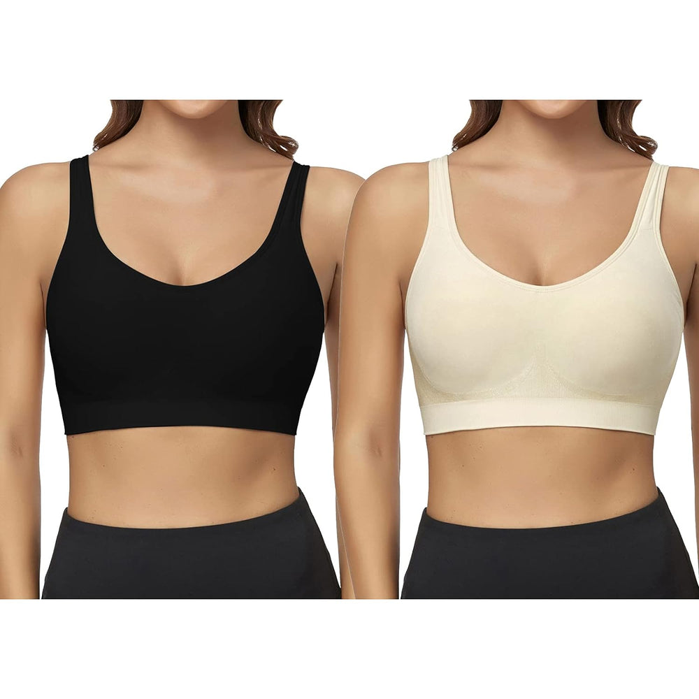 Member's Mark Ladies 2pk Seamless Scoop Neck Sports Bra-Size: L