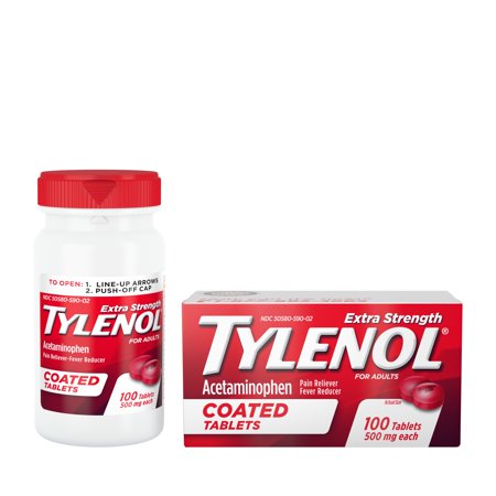 Tylenol Extra Strength Coated Tablets with Acetaminophen  500mg - 100ct DLC:08/23