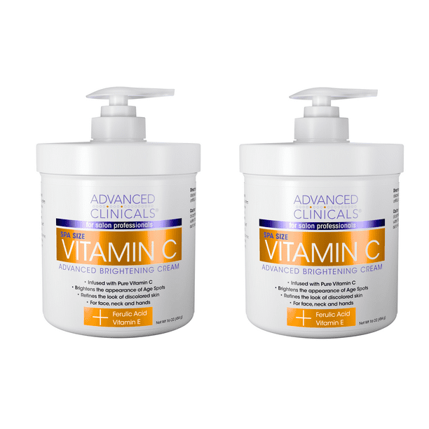 ADVANCED CLINICALS Vitamin C Advanced Brightening Cream, 16 oz, 2 Count